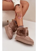 Dámské Sněhule Na Platformě S Kožíškem A Šněrováním Big Star model 21705904 Béžové - Big Star Shoes Dámské Sněhule Na Platformě S Kožíškem A Šněrováním Big Star model 21705904 Béžové - Big Star Shoes