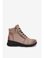 Kožené dámské kotníkové boty na platformě zateplené Vinceza 39963 béžové Kožené dámské kotníkové boty na platformě zateplené Vinceza 39963 béžové