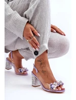 Průhledné stylové sandály na klínku fialové SBarski Průhledné stylové sandály na klínku fialové SBarski