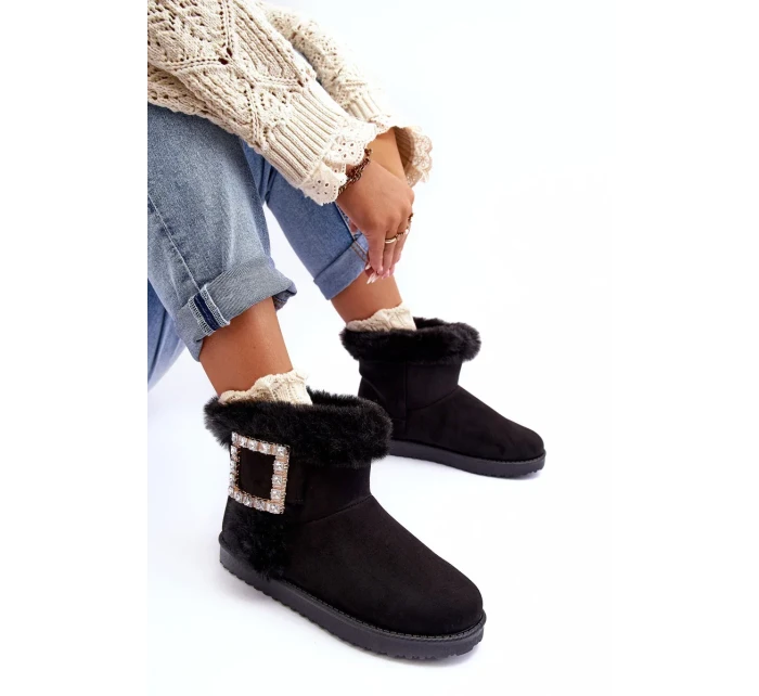 Zateplené sněhule s přezkou, Black Dulca