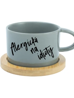 ALERGICKÁ NA IDIOTY - šedý hrníček makronka 200 ml