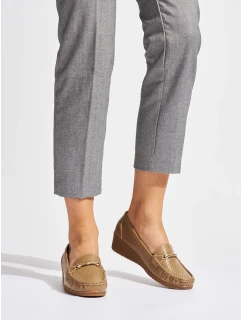 Designové mokasíny hnědé dámské na klínku