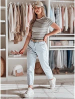 Dámské základní pruhované tričko šedé model 21986862 - Dstreet