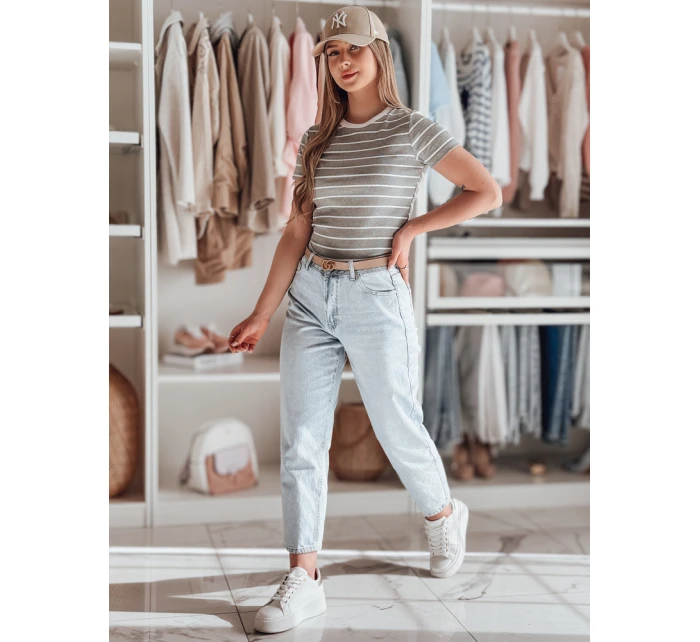 Dámské základní pruhované tričko šedé model 21986862 - Dstreet