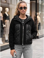 Dámská prošívaná přechodová bunda s kapucí, černá, FashionStreet TY6093 Dámská prošívaná přechodová bunda s kapucí, černá, FashionStreet TY6093