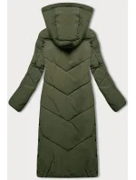 Dlouhá dámská zimní bunda v olivové barvě s kožešinovou podšívkou LHD (LHD-24571) Dlouhá dámská zimní bunda v olivové barvě s kožešinovou podšívkou LHD (LHD-24571)