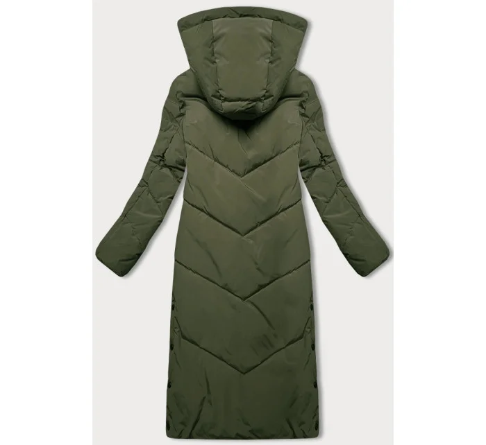 Dlouhá dámská zimní bunda v olivové barvě s kožešinovou podšívkou LHD (LHD-24571) Dlouhá dámská zimní bunda v olivové barvě s kožešinovou podšívkou LHD (LHD-24571)