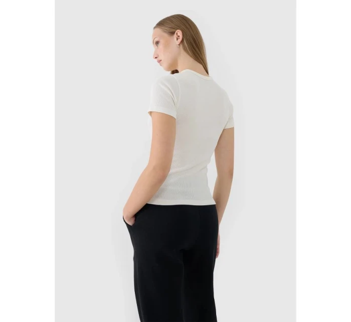 Dámské žebrované tričko 4F 4FWSS25TTSHF1968-11S Dámské žebrované tričko 4F 4FWSS25TTSHF1968-11S