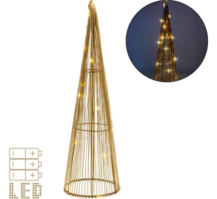 VÁNOČNÍ STROMEK DEKORATIVNÍ ZLATÝ VEDL TEPLÁ BÍLÁ 40CM