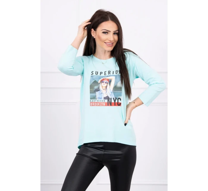 Halenka s potiskem Superior v mátové barvě