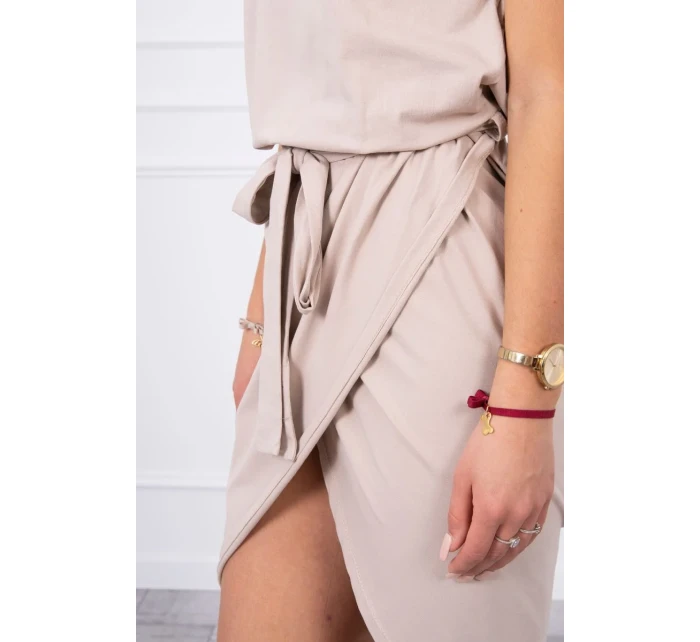 Šaty s obálkou dole béžové