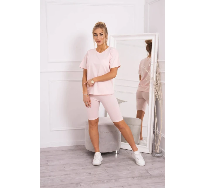 Souprava top+legíny pudrově růžová