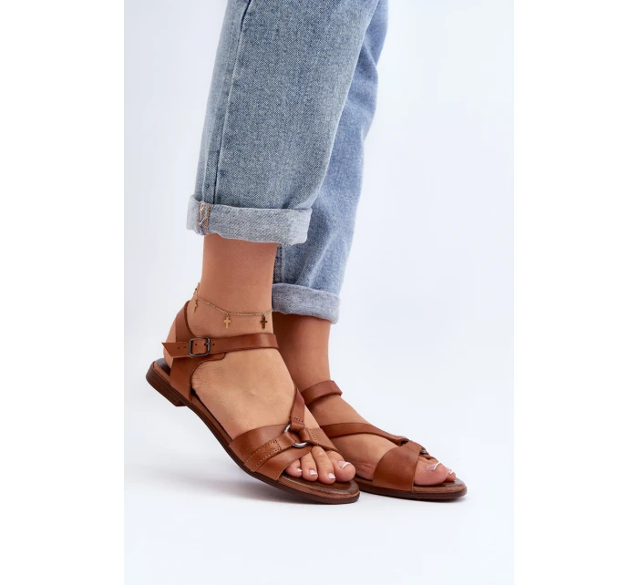 Zazoo 40182 Dámské kožené sandály hnědé