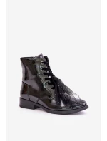 Lakované boty zateplené na zip S.Barski HY42-991 černé