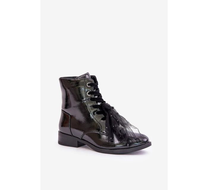 Lakované boty zateplené na zip S.Barski HY42-991 černé