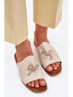 Dámské sandály na plochém podpatku s ozdobným vázáním béžové Norela