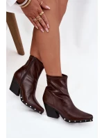 Dámské boty z eko kůže na sloupku hnědé model 21709985 - Boto Dámské boty z eko kůže na sloupku hnědé model 21709985 - Boto