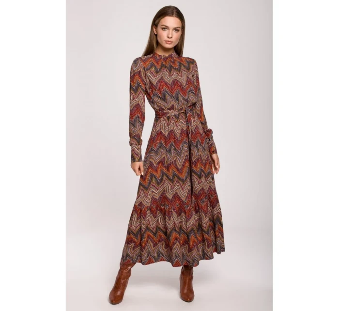 S291 Maxi šaty s aztéckým potiskem - model 1