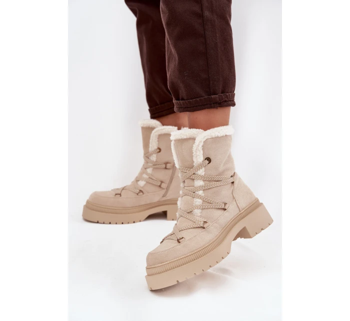 Dámské sněhule s kožíškem Irmara – béžové Dámské sněhule s kožíškem Irmara – béžové