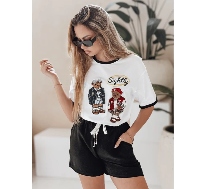 Dámské tričko oversize s výšivkou CLASSY TEDDY bílé FashionStreet RY2844