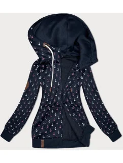 Tmavě modrá teplá rozepínací mikina se vzorem model 21312114 - 6&8 Fashion