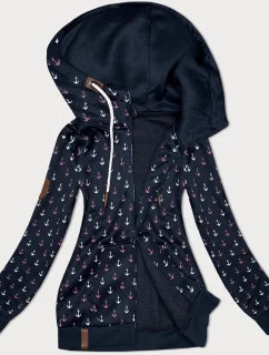 Tmavě modrá teplá rozepínací mikina se vzorem model 21312114 - 6&8 Fashion