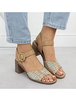 Dámské pletené béžové sandály na jehlovém podpatku M.Daszynski MR24125-4