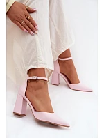 Lodičky na podpatku z umělé kůže Růžové Selvra