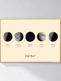 Personalizovaný magický fotoobraz v rámu - 50 x 70 - měsíční fáze rodiny