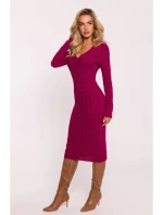 Dámské svetrové šaty M824 Vínová - MOE Dámské svetrové šaty M824 Vínová - MOE