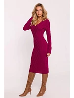Dámské svetrové šaty M824 Vínová - MOE