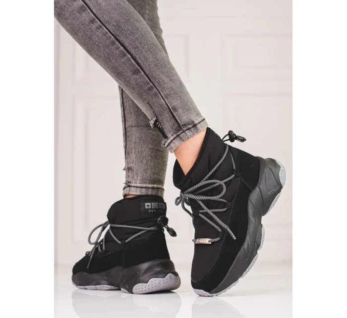 Praktické dámské  sněhule černé bez podpatku