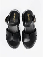 Trendy dámské černé  sandály platforma
