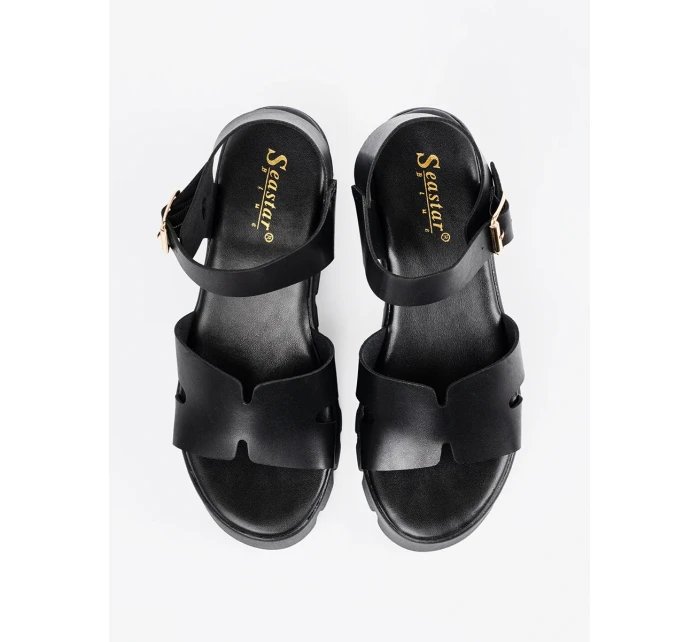 Trendy dámské černé  sandály platforma