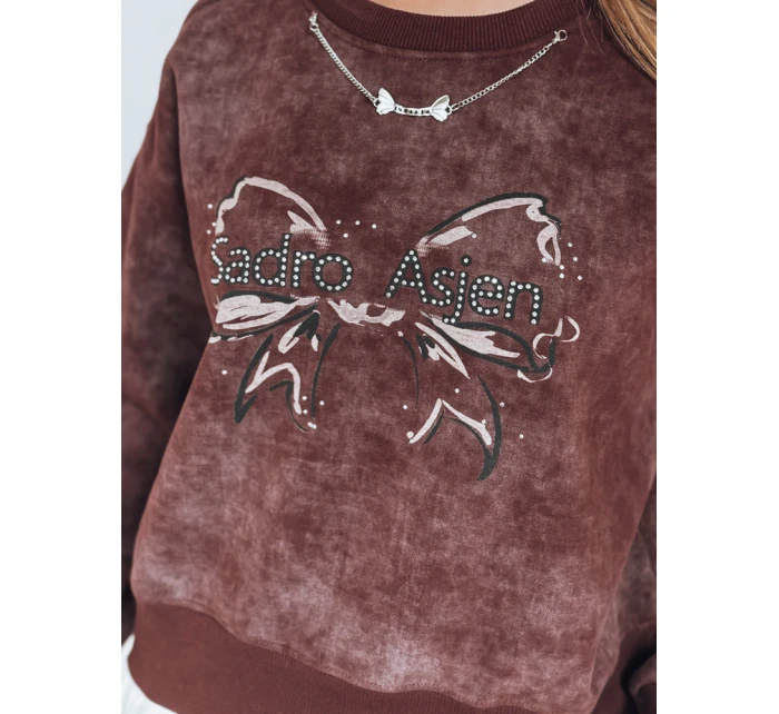 Dámská krátká oversize mikina s kravatovým motivem DENVIS vínová FashionStreet BY1423