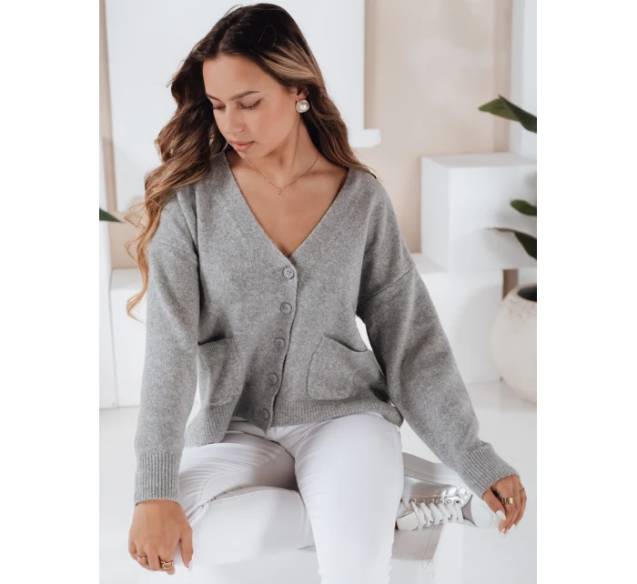 Dámský kardigan šedý model 21990987 - Dstreet Dámský kardigan šedý model 21990987 - Dstreet