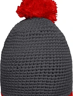 Daiber MB 7964 Háčkovaná čepice s kontrast. lemem a bambulí 03.7964 carbon/red