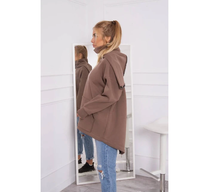 Zateplená mikina se zipem na zádech mocca