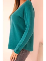Svetr dámský s viskózou s výstřihem do V světle model 21310154 - K-Fashion Svetr dámský s viskózou s výstřihem do V světle model 21310154 - K-Fashion