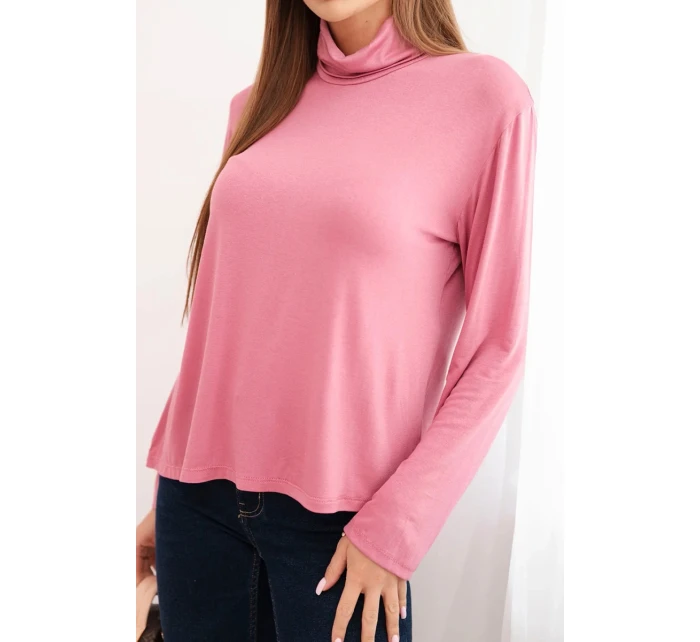 Dámská viskózová halenka s rolákem a dlouhým rukávem tmavě růžová Dámská viskózová halenka s rolákem a dlouhým rukávem tmavě růžová