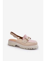 Dámské sandály na ploché podrážce s ozdobou béžové D&A MR38-656