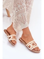 Háčkované dámské sandály na plochém podpatku béžové Nirina Háčkované dámské sandály na plochém podpatku béžové Nirina