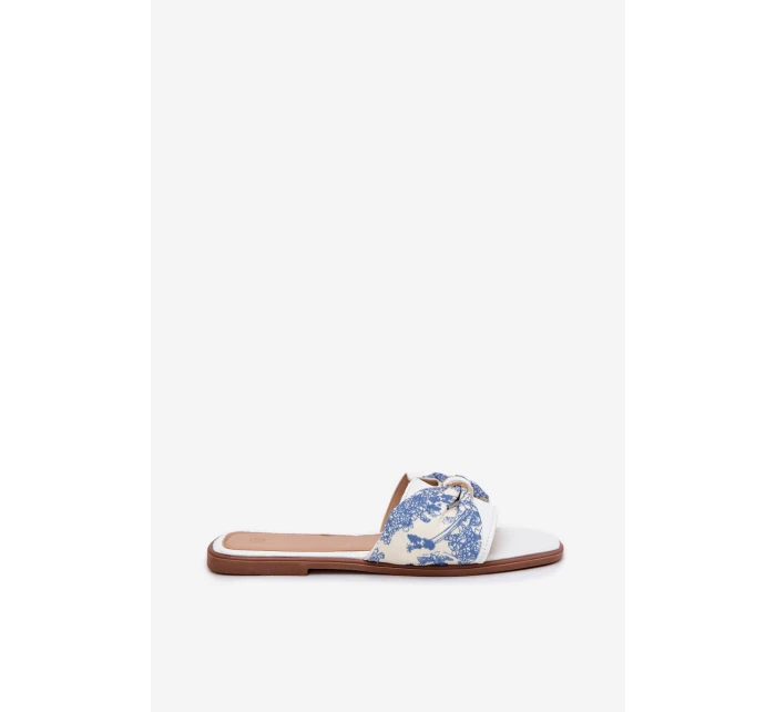 Dámské Pantofle Na Plochém Podpatku S Mašlí Bílé model 21702412 - Boto Dámské Pantofle Na Plochém Podpatku S Mašlí Bílé model 21702412 - Boto