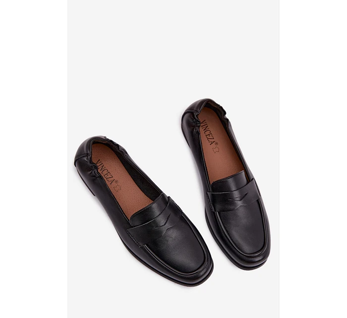 Mokasíny z pravé kůže model 22100821 černé - VINCEZA Mokasíny z pravé kůže model 22100821 černé - VINCEZA