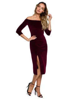 Sametové šaty model 20742955 vínové - Moe
