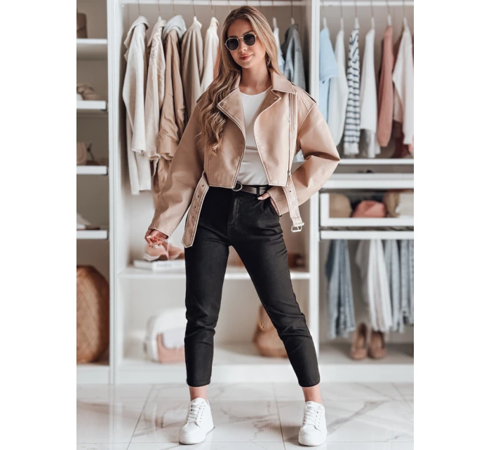 Dámské kalhoty slim fit s páskem TAIRONIK black FashionStreet UY2544