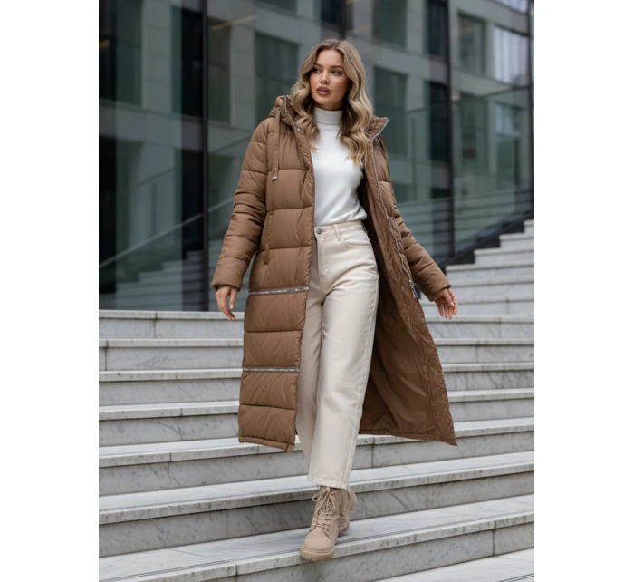 Dámská zimní dlouhá velbloudí bunda Dstreet model 21991791 - FashionStreet Dámská zimní dlouhá velbloudí bunda Dstreet model 21991791 - FashionStreet