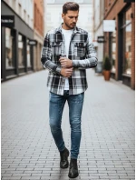 Pánská černobílá kostkovaná košile model 21994095 - Dstreet