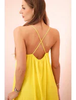 Dlouhé šaty bez ramínek žlutý