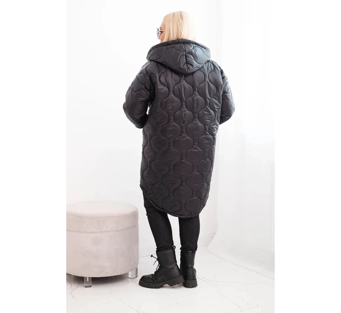 Dámská zimní bunda Plus Size prošívaná s kapucí černá